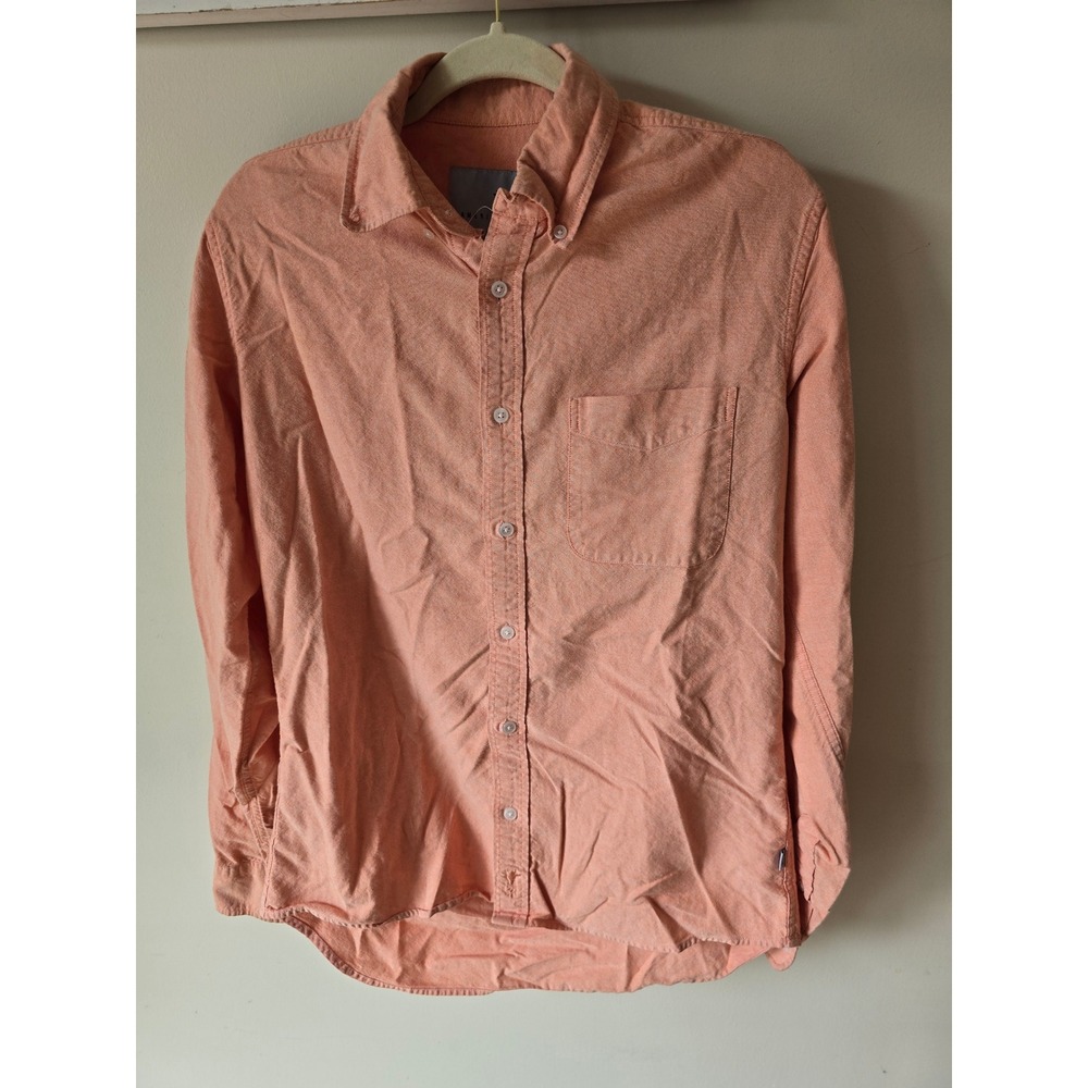 American Tall Mens Oxford Button Down Shirt Salmon Orange Long Sleeve Size MT